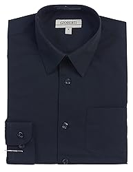 Gioberti Boys Long Sleeve Solid Dress Shirt, Navy, 2T