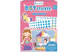 SOOVSY Art Activity - Dot Unicorns Princesses Sticker Art Craft for Kids, DIY Craft Kits, Christmas Birthday Gifts for Girl Boy Travel Toys for Toddlers Ages 3, 4, 5, 6, 7