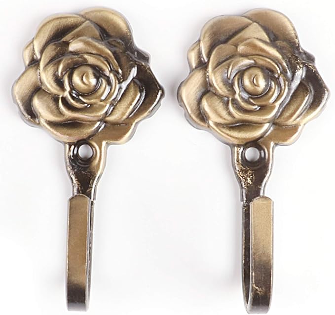 Amazon Com Curtain Tiebacks Hooks One Pair Rose Antique Pattern