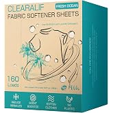 CLEARALIF Liquidless Fabric Softener Sheets, Fresh Ocean Scent, 160 Loads | Eco-Friendly &amp; Hypoallergenic, Great for Travel, Apartments &amp; Dorms, Reduces Static &amp; Wrinkles, Leaves Clothes Soft &amp; Fresh
