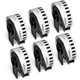 BETCKEY Replace for Brother DK-2210 1.1in x 100ft Labels[Removable Film] | Durable Waterproof Continuous Labels, Compatible with Brother QL Printers [6 Rolls]
