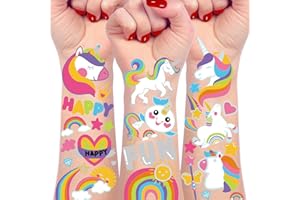 IMARISHA Unicorn Birthday Decorations Party Favors Temporary Tattoos Gifts for Kids- 120+Pcs/4 Sheets Unicorn Rainbow Party Favors Temporary Tattoos Decorations Gifts for Kids Birthday Party Favors Decorations