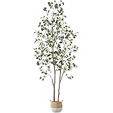 Warmplants Artificial Eucalyptus Tree, 8ft Large Fake Silk Leaves Eucalyptus Plant with Basket, 96” Faux Tree for Home Office Livingroom Floor Decor Indoor Outdoor