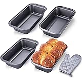 KITESSENSU Bread Pans for Baking, Nonstick Carbon Steel Loaf Pan, 9 x 5 Inch, Set of 4, Oven Mitt Included