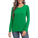 PRIMODA Women's Crew Neck Long Sleeve Shirts Basic Loose Fit Layering Tops