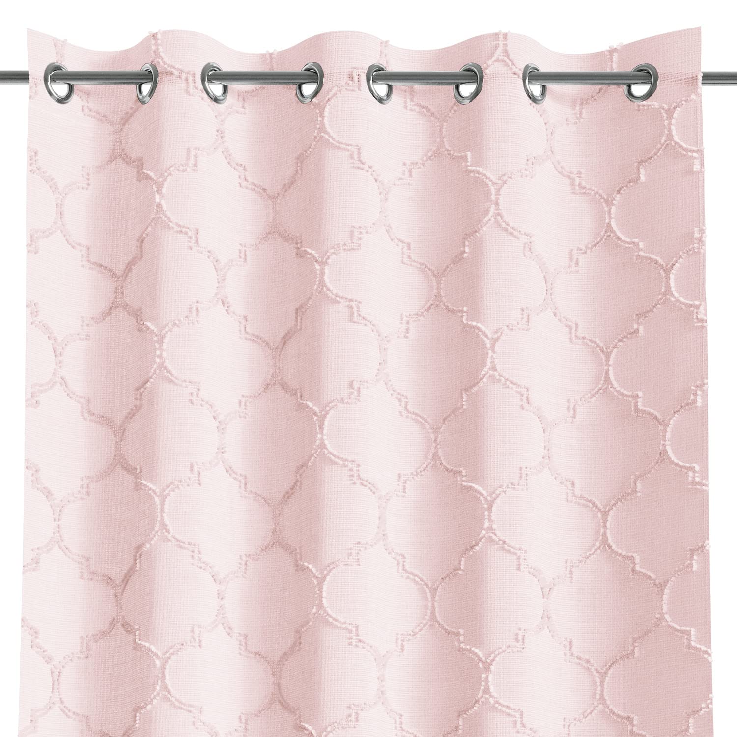 AmeliaHome Curtain 140 x 270 cm 1 Piece Semi-Transparent Eyelet Curtain Pink Delva