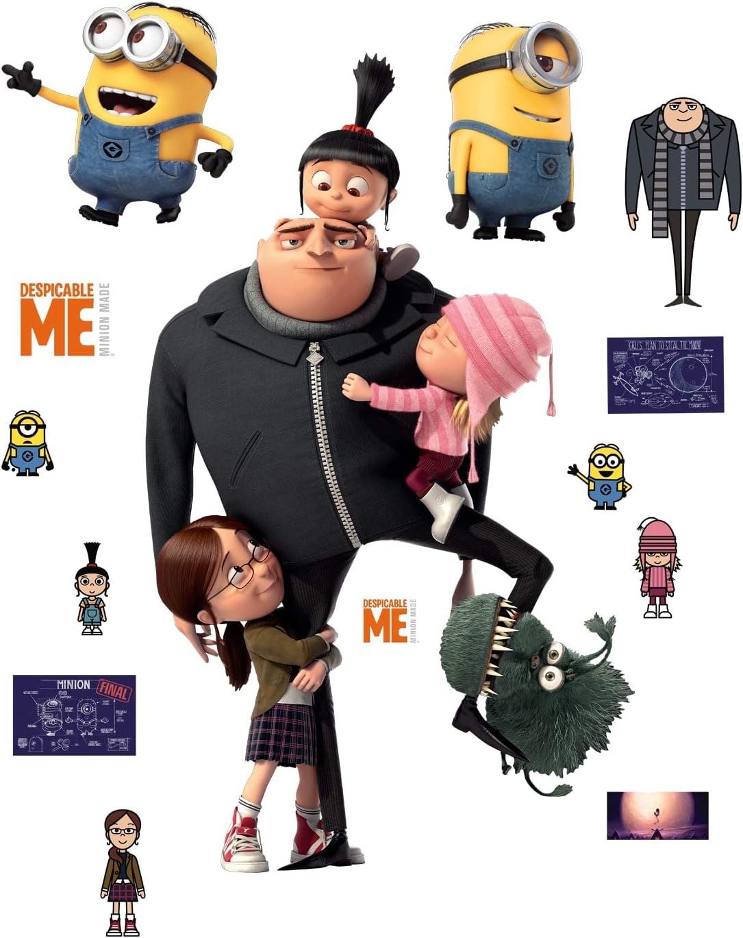 Amazon Com Fathead Despicable Me Gru S Family Life Size Officially Licensed Removable Wall Decal Home Kitchen