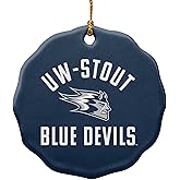 GRAPHICS & MORE University of Wisconsin - Stout Blue Devils Logo Porcelain Scalloped Holiday Christmas Tree Ornament - 2.8" (7.1 cm)
