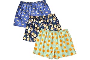 CINVIK Mens Boxer Shorts for Men 100 Cotton Funny Sleep Short Inseam Woven Pattern Plaid Pajamas Multipacks