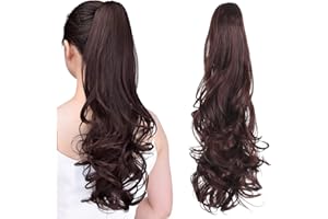 Brown Ponytail Extensions Clip in,Oromi Fake Ponytails Claw 20" Wavy Black Hair Extensions 5.3 Oz Hair Pieces Synthetic Fluff