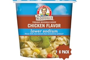 DR. MCDOUGALL'S RIGHT FOODS Dr. McDougall's Vegan Chicken Soup - Chicken Noodle Soup - Organic Ramen Noodle Cups - Lower Sodium Vegan Soup with Instant Noodles - 1.4 Ounces - Pack of 6