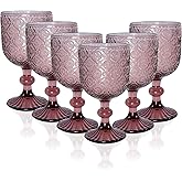 Purple pink Wine Glasses set of 6, 14 oz Purple pink Goblets Glassware (not painted or coated), Colored Vintage Glassware for Weddings, Parties, Restaurants, Bars, Cafeterias, Dishwasher Safe