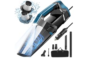 BLESTAN Car Vacuum - Portable Vacuum Cleaner with 16.4ft Cord, Bag, LED Light & Attachments - DC 12V High Power Small Vacuum, Car Accessories