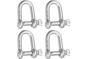 PATIKIL Screw Pin Shackle M5 3/16" 353lbs, 4 Pack 316 Stainless Steel D Ring Shackle for Chains Wire Rope Outdoor, Silver