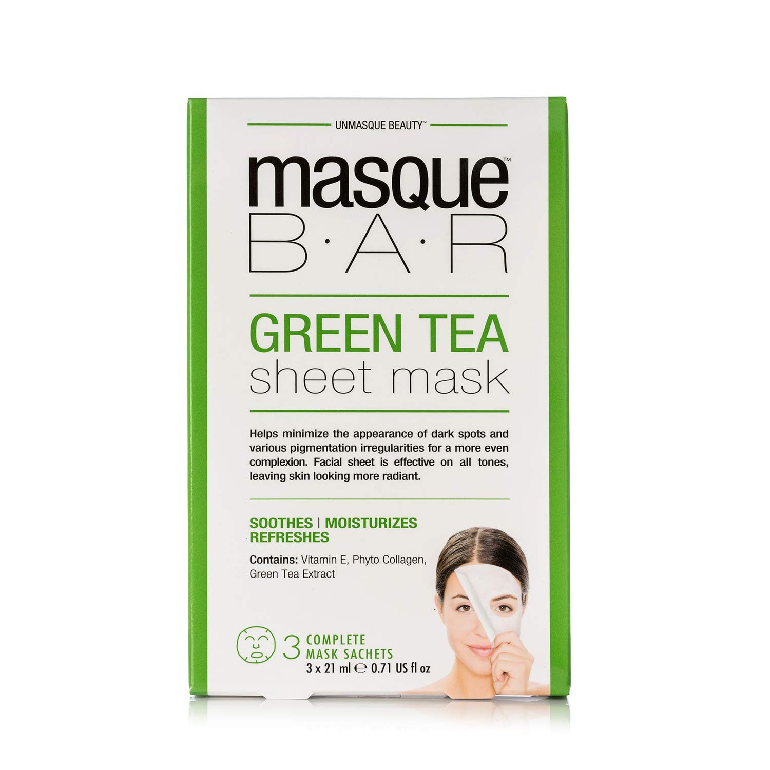 masque BAR Green Tea Sheet Face Mask (3 Masks/Box)
