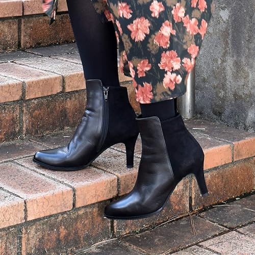 Amazon モード エ ジャコモ ポインテッドトゥショートブーツ ブラックコンビ 24 5 Mode Et Jacomo モード エ ジャコモ ブーツ ブーティ