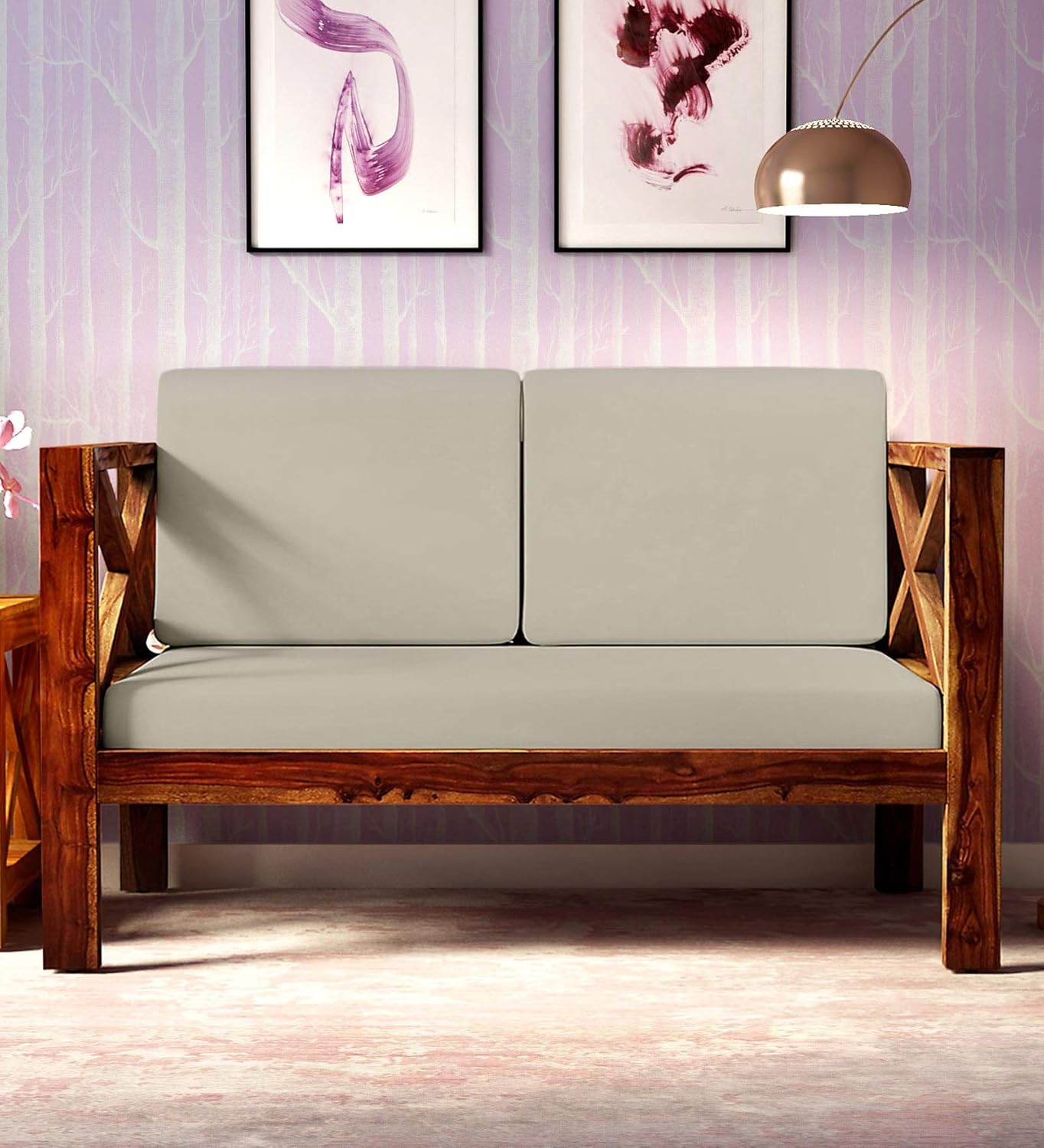 Woodsworth by Pepperfry Kryss Solid Wood 2 Seater Sofa in Provincial