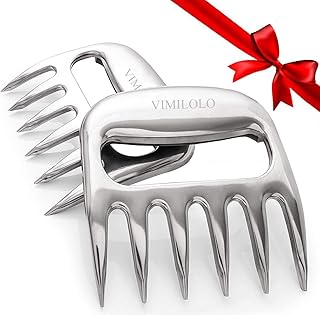 VIMILOLO Edelstahl BBQ Gabeln Bärenkrallen,Fleisch Zerkleinerer Klauen, BBQ Meat Claws,Pulled Pork Krallen, Grillzubehör für Barbecue Fleisch Klaue, ultra-scharfe Klingen, leicht zu reinigen, 2 Stück