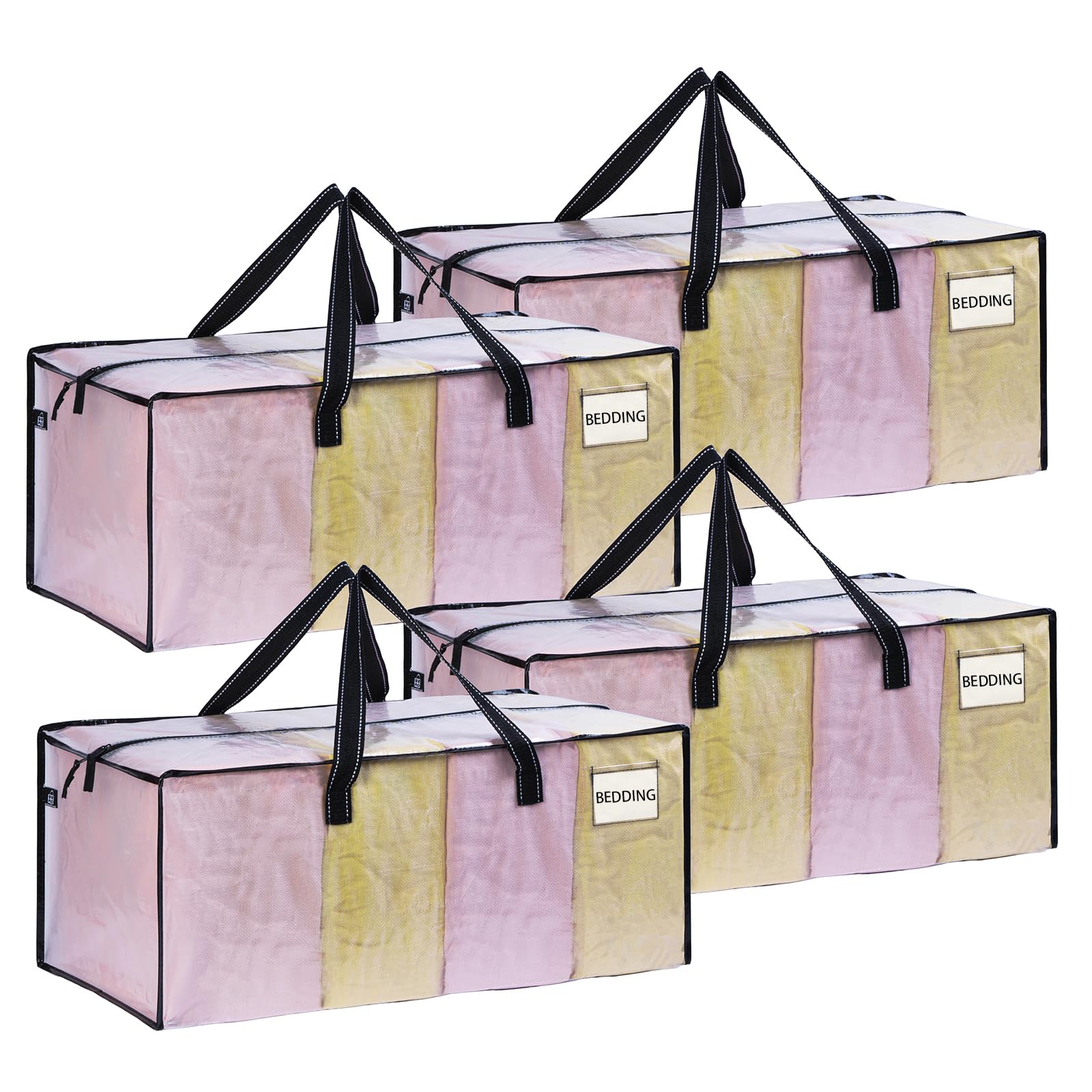 VENO 4 Pack Moving Bags Extra Large Storage Bags,Moving House Essentials,Heavy-Duty Chritsmas Storage Totes, Packing Boxes, and Wardrobe Moving Supplies,Laundry Bags (Clear, 4 Pack)