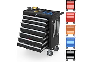 Granper 7-Drawer Tool Chest, Tool Box with Wheels, Movable Rolling Tool Chest, High Capacity Tool Chest with Wheels, Heavy Duty Tool Cabinet for Workshop, Garage and Repair Room(Black)