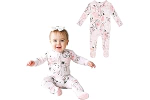 Posh Peanut Footie Pajamas for Baby Girls – Sleepers in Viscose from Bamboo with 2-Way Zipper & Ruffle Trim