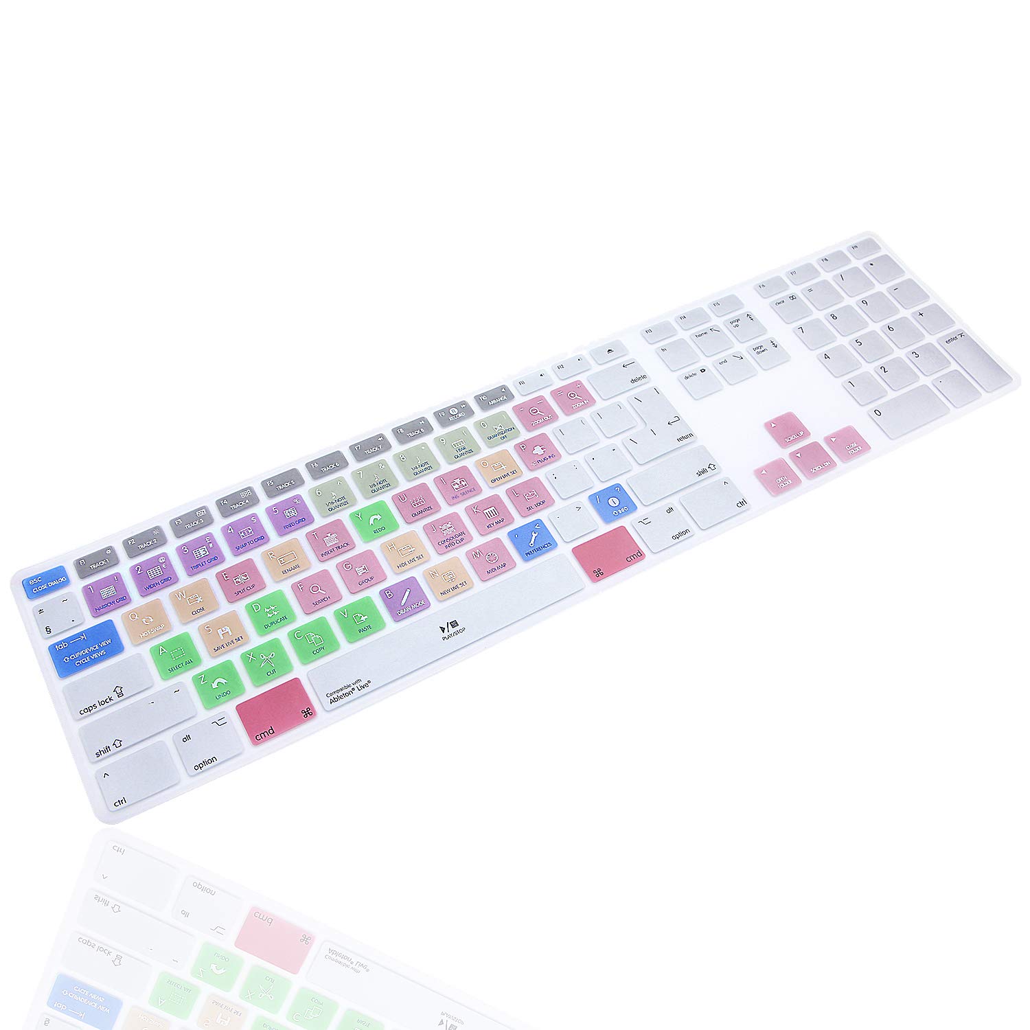XHLWZR US/EU/UK Ableton live Shortcuts Hotkey Silicone Keyboard Cover Skin for IMac G6 MB110LL/B MB110LL/A A1243 Keyboard with Numeric Keypad NumberPad(USA and European Version)