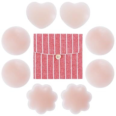 Rovtop 4 Paare Nipple Cover Nippel-Abdeckungen Selbstklebend & Wiederverwendbar Herz-Shaped Blume-Shaped Rundschreiben-Shaped
