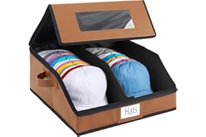 WERNNSAI Hat Storage Box for Men Women, Large Faux Leather Hat with Clear Window Hat Organizer Bag with Expanded Capacity, Ho
