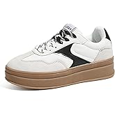 LUCKY STEP Platform Retro Sneakers for Women Fashion Casual Gum Thick Sole Rubber Sole Comfort Skate Tennis Footwear Chunky Trainer Walking Shoes