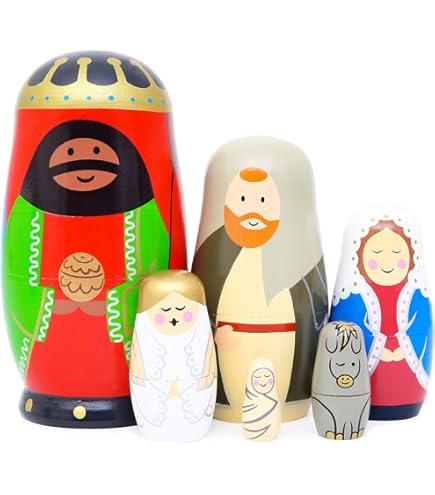 thumbnail interactive-video image 1 of Fun Express Life Of Jesus Nesting Dolls - 5 Piece Set For Sunday School & Easter 1 of 4