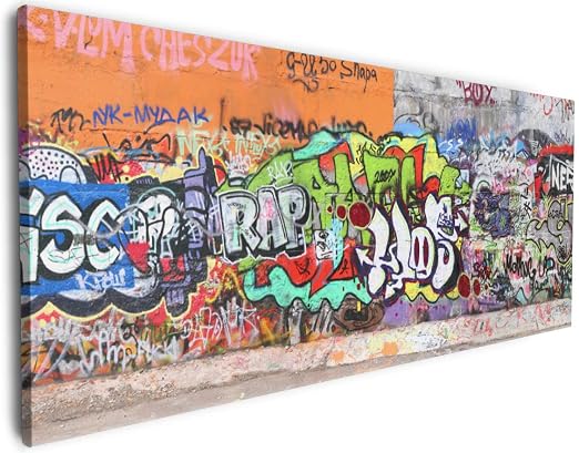 Wallario Xxxl Riesen Leinwandbild Rap Graffiti Wand Mit