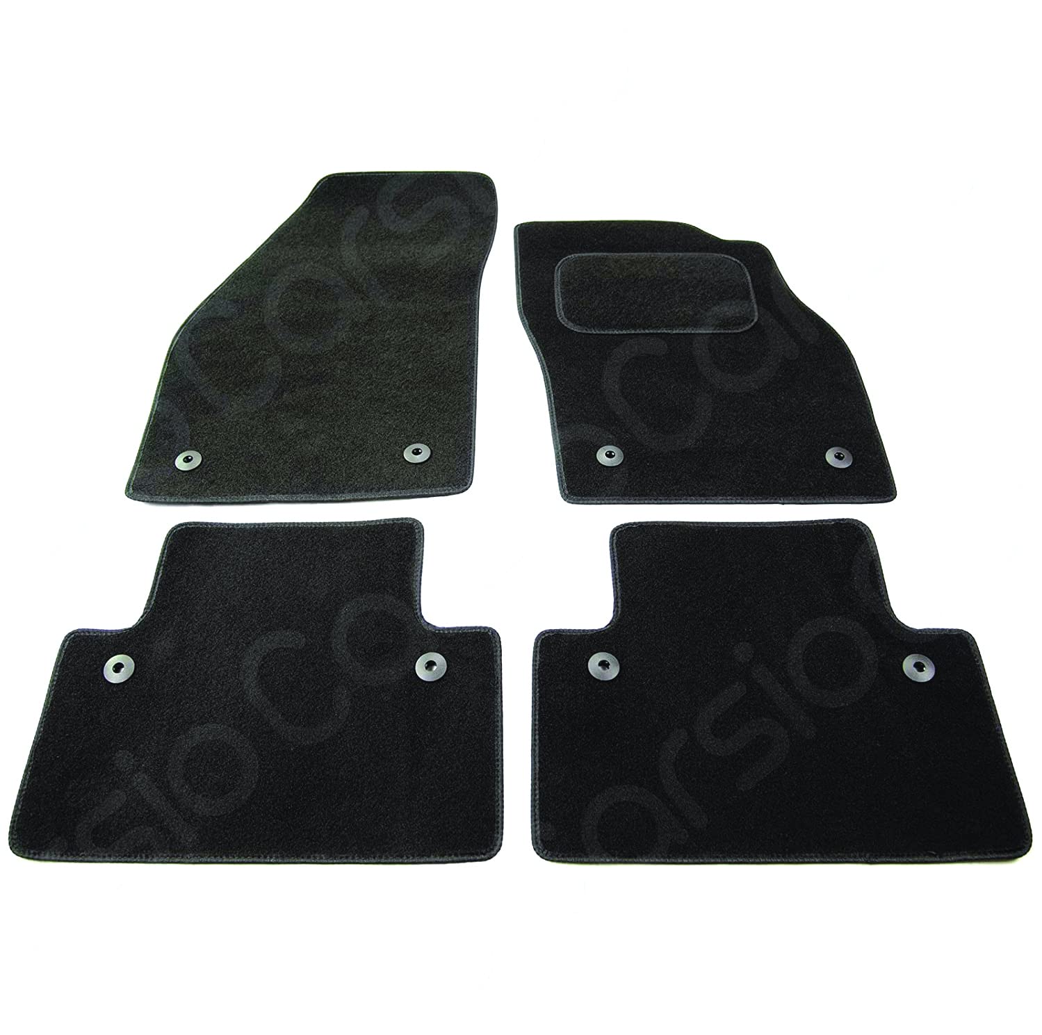 Carsio Carpet Car Mats For Volvo C30 2006 to 2012 4 Piece Set With 8 Clips Tailored Fit Floor Mat Complete Accessory Black Custom Fitted - All Weather, Anti-Slip Backing & Black Trim