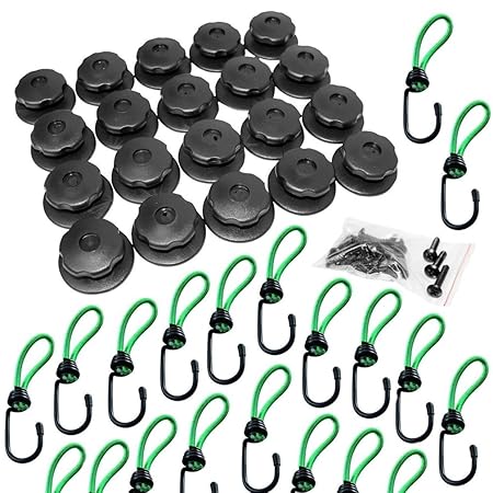 Rundknöpfe für Anhänger inkl. Expanderhaken für Anhängernetz, jeweils 20 Stück, iapyx® (Set Rundknöpfe plus Gummihaken)