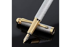 Bociyer fountain pen-Multiple color styles with rhinestone,diamond inlay and frosted finish,Cute pens,Luxury pen,Office pens,Best pen set,Includes 10 Ink Cartridges and Ink Refill Converter(Silver)