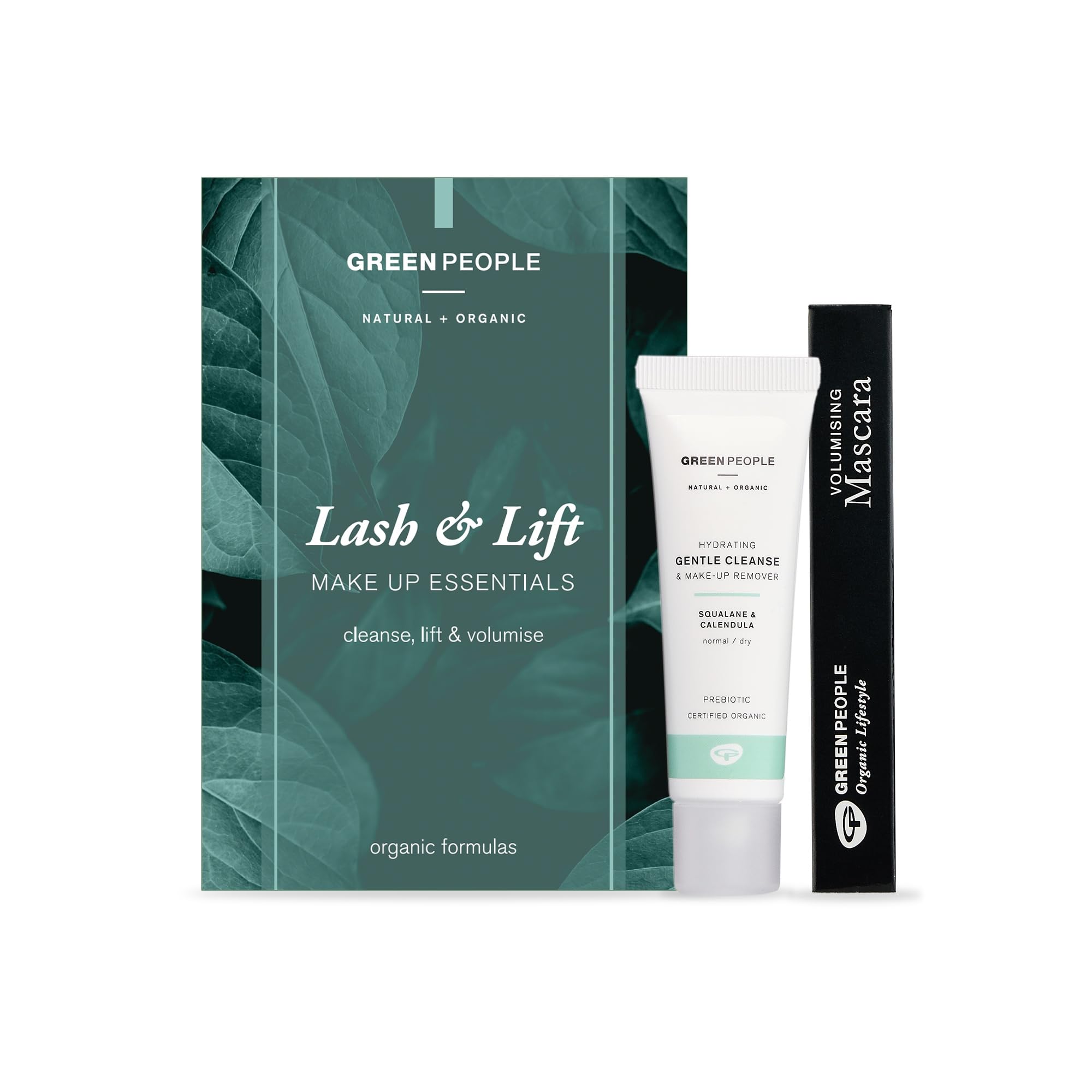 Green People Lash & Lift Mascara Gift Set - Natural Black Mascara & Remover - Long Lasting Colour - Sensitive Eyes - Pregnancy Safe, Gluten Free