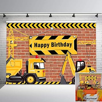 Amazon Com Mehofoto Construction Birthday Backdrop Construction