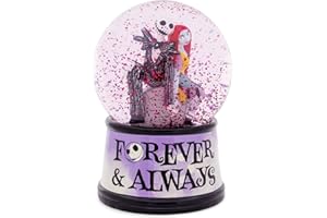 Disney The Nightmare Before Christmas Forever & Always Light-Up Snow Globe with Swirling Glitter Display | 6 Inches Tall