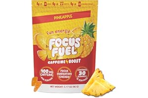FocusFuel Energy Chews - Focus + Energy Gummies, 100mg Caffeine per 2 Gummies, Includes B12, Magnesium, Electrolytes, All-Natural Ingredients (Pineapple - 30 Chews, 3.17oz)