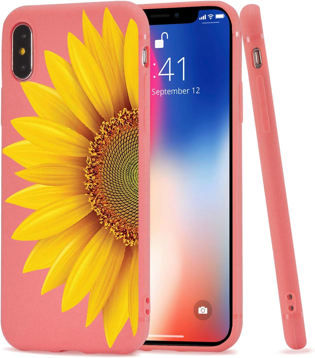 JOYLAND Sunflower Phone Case for iPhone Xs Max Case Floral Flower Coral Flexible Soft TPU Bumper Case for iPhone Xs Max