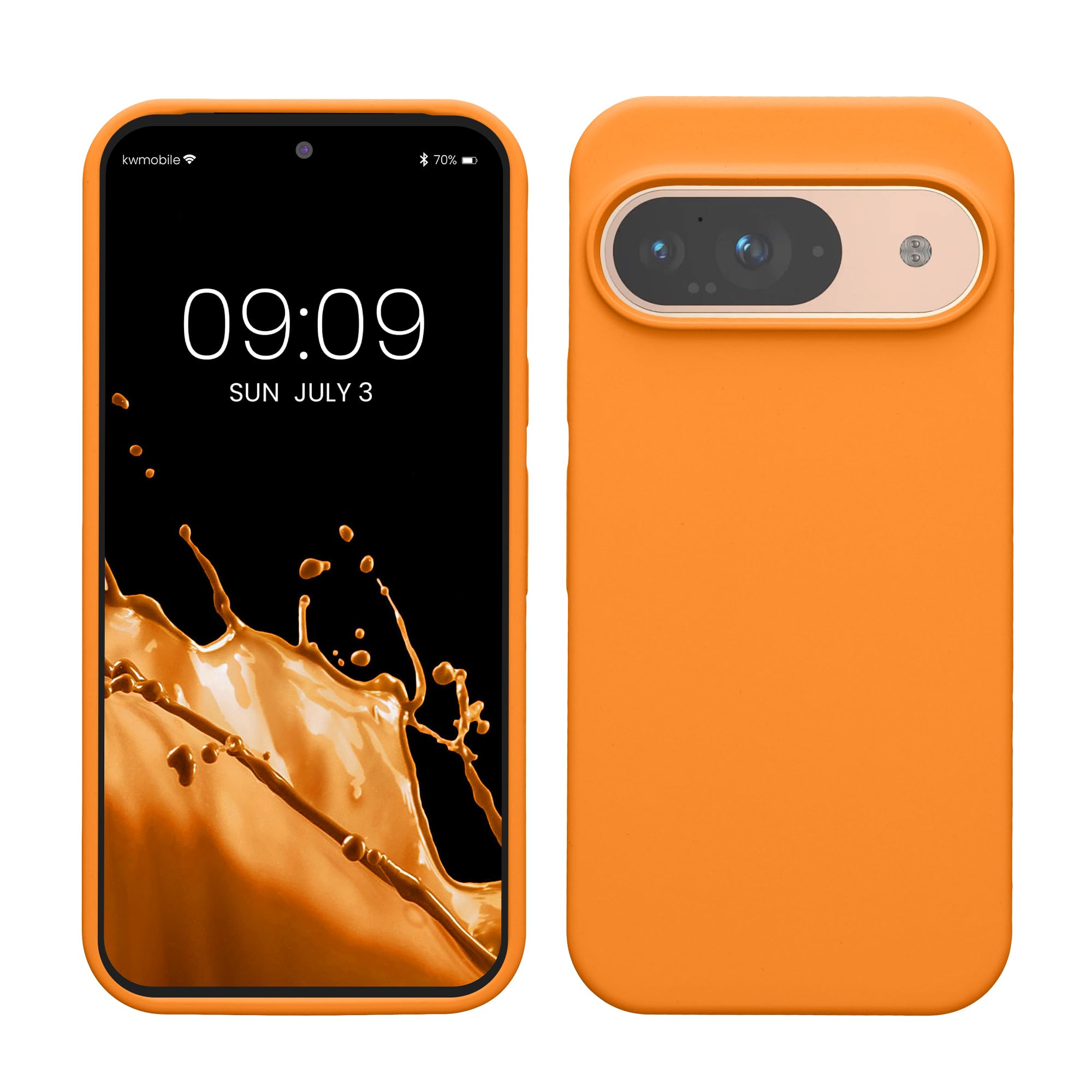 kwmobile Case Compatible with Google Pixel 9 Case - Soft Cover Compatible with Google Pixel 9 Pro Cover - Wireless Charging Fruity Orange โ image 1