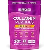 Collagen Peptides Powder - Hydrolyzed Collagen Protein for Women - Platinum Grade with No Odor or Taste, Easy Mixing - Grass Fed, Non-GMO - Hair, Skin, Nails Supplement - Unflavored, 500 Grams