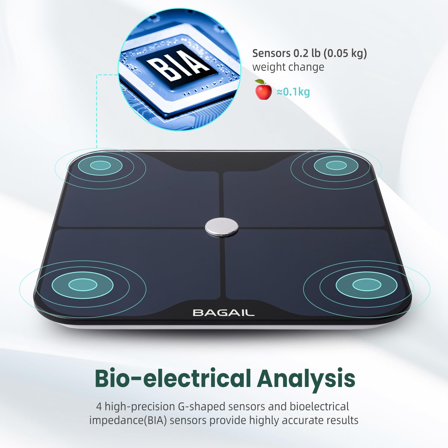 BAGAIL BASICS Smart Scale for Body Weight, Digital Bathroom Scale with ITO Coating, Accurate Body Fat BMI Scale with Bluetooth, Full Body Composition Analysis, Health Monitor for Weight Loss, 400lb