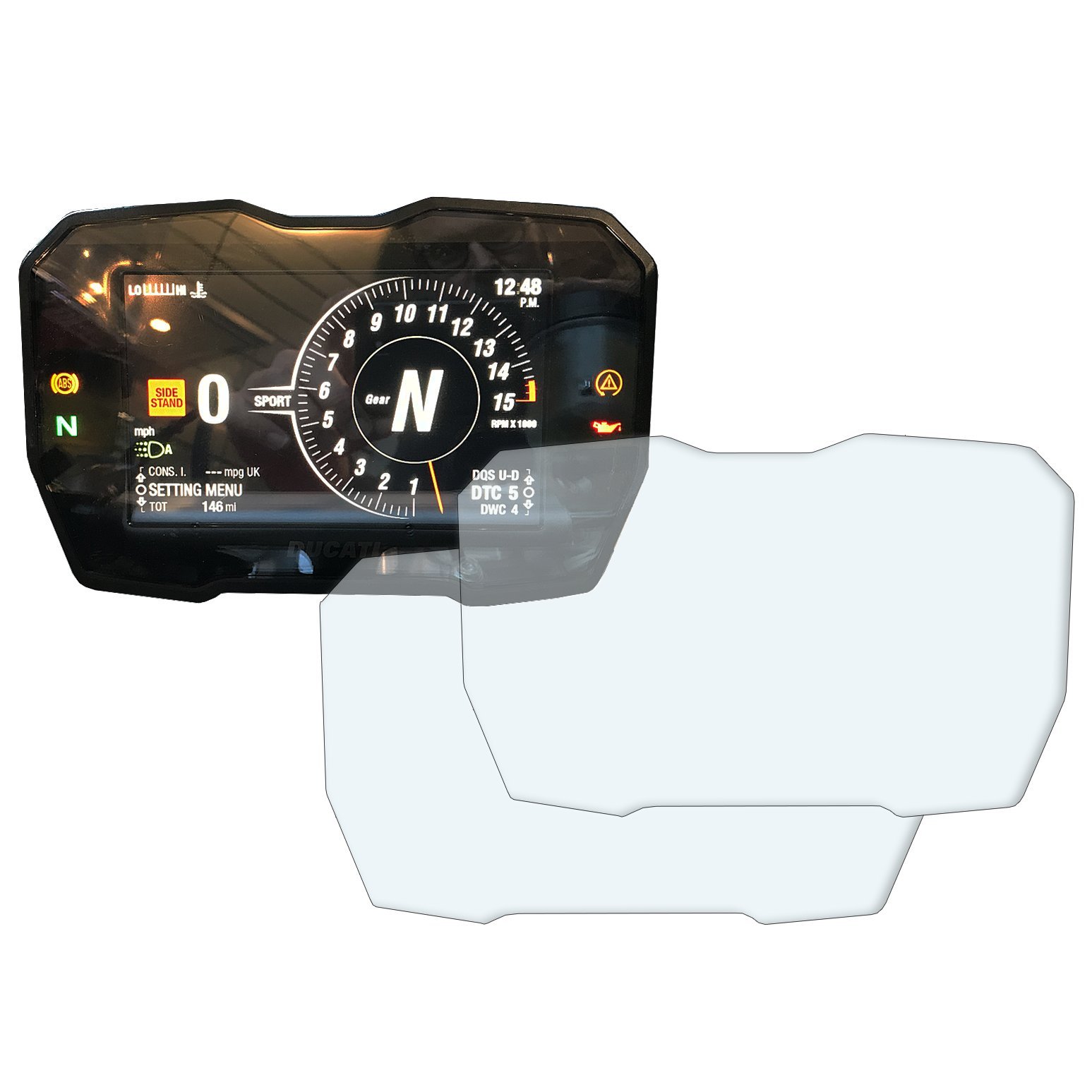 Speedo Angels Dashboard screen protector compatible with Ducati Panigale V4 2018+ : 1 x Ultra Clear & 1 x Anti Glare
