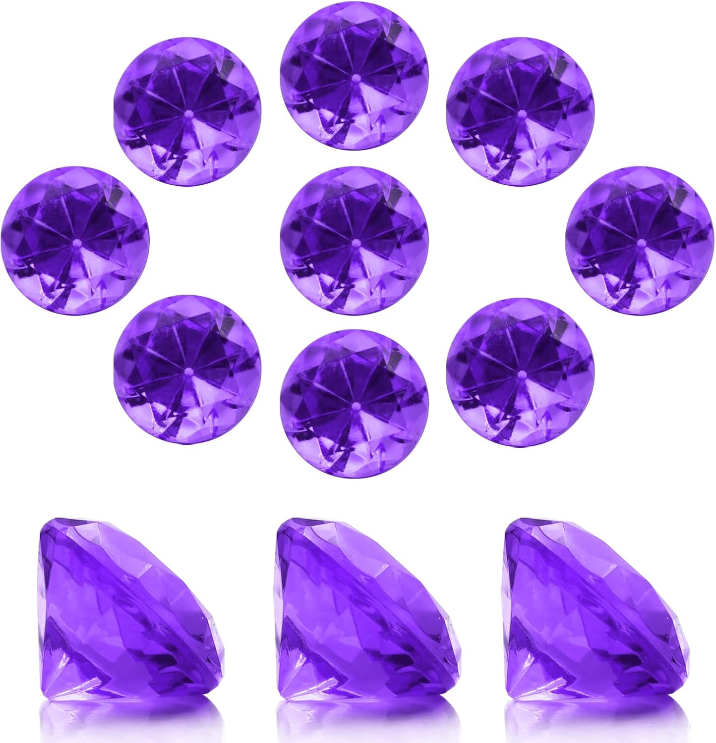Vase Fillers - 100 PCS Acrylic Diamond Gems, Purple Acrylic Diamonds 1 Inch Acrylic Gemstones Vase Filler Fake Gems Plastic Gems for Home Table Scatters Party, Event, Wedding, Arts & Crafts, Birthday Decorations