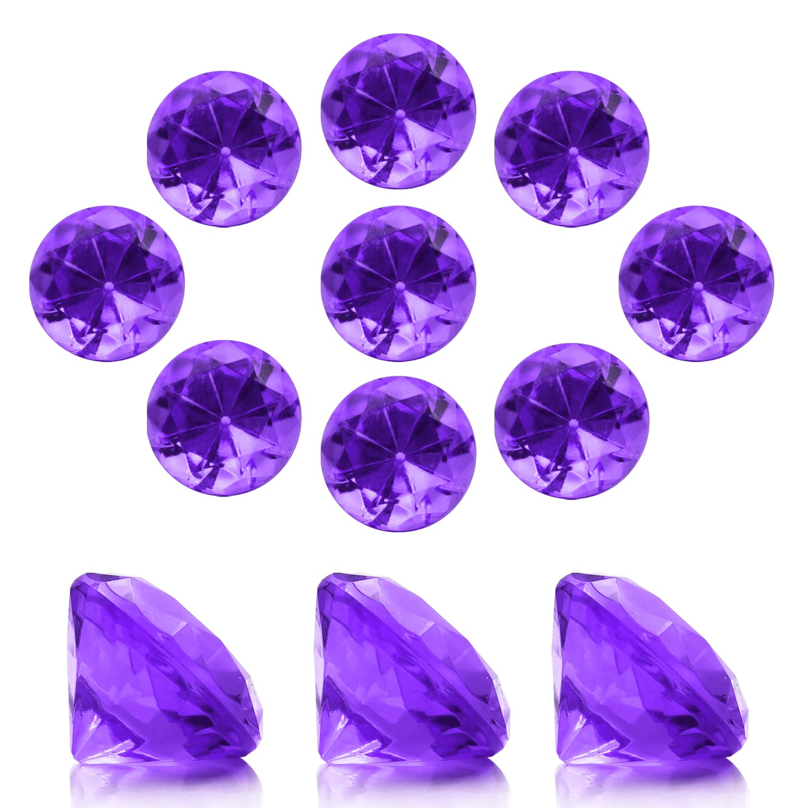 Photo 1 of 100 PCS Acrylic Diamond Gems, Purple Acrylic Diamonds 1 Inch Acrylic Gemstones Vase Filler Fake Gems Plastic Gems for Home Table Scatters Party, Event, Wedding, Arts & Crafts, Birthday Decorations