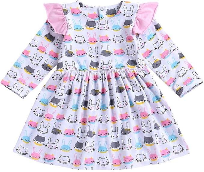Amazon Co Jp Yeach 子供服 女の子 80 1 1 4歳 赤ちゃん 子供 ロングスリーブ 漫画 ウサギ 動物 印刷 ドレス プリンセススカート 可愛い 超柔らかい 姫様 普段着 写真 人気 誕生日プレゼント春 夏 90 130 2 7歳 ピンク 1 服 ファッション小物