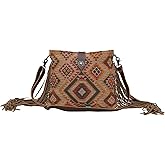 Myra Bag Western Leather Shoulder Bag for Women - Upcycled Canvas Crossbody Bag Barley Brown