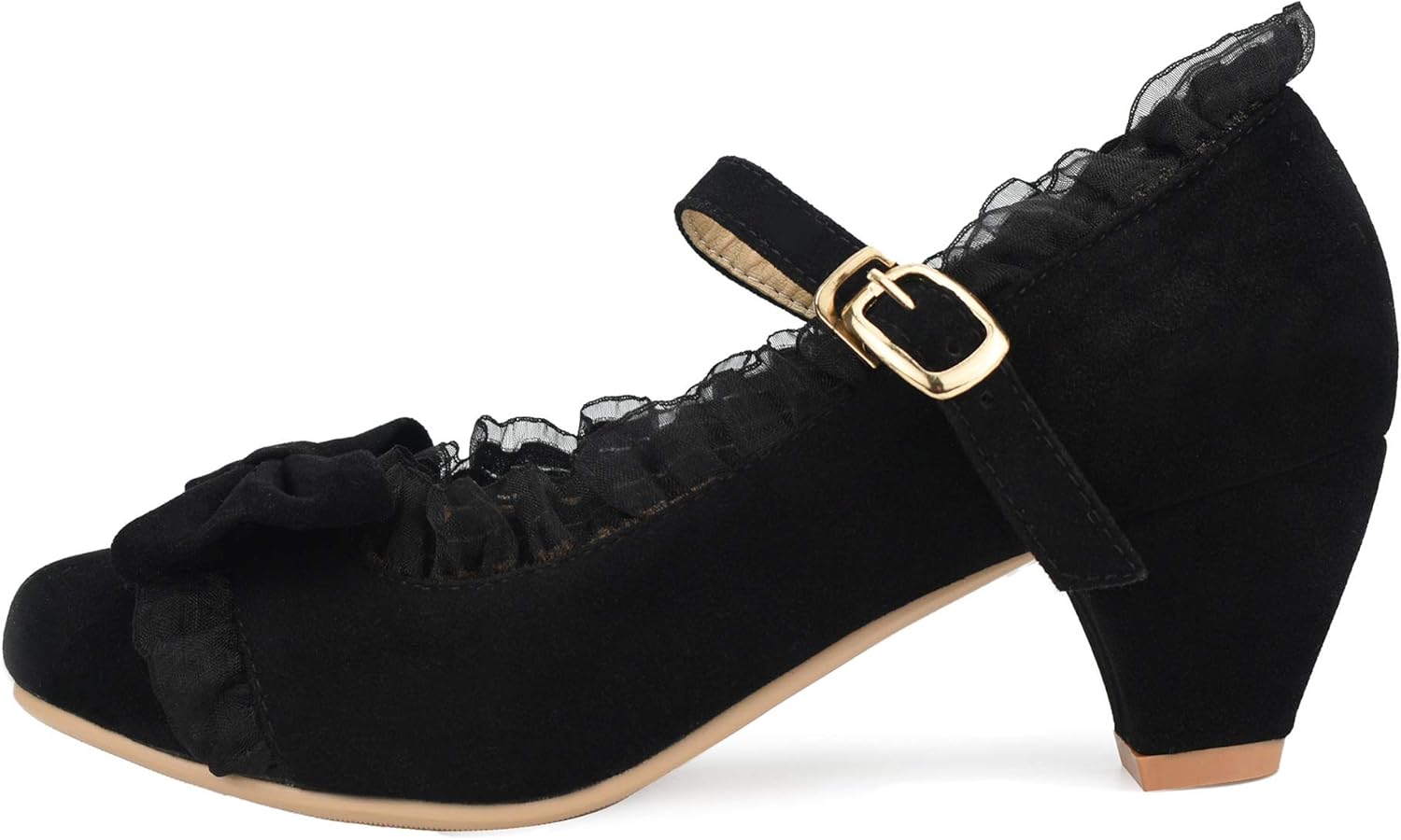  | 100FIXEO Woman's Low Heel Lolita Shoes Cute Lace Bow Mary Jane Pumps | Pumps