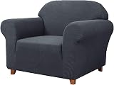 SAMSTEX 1 Seater Sofa Cover Grey 4-Way Stretch Non Slip Machine Washable