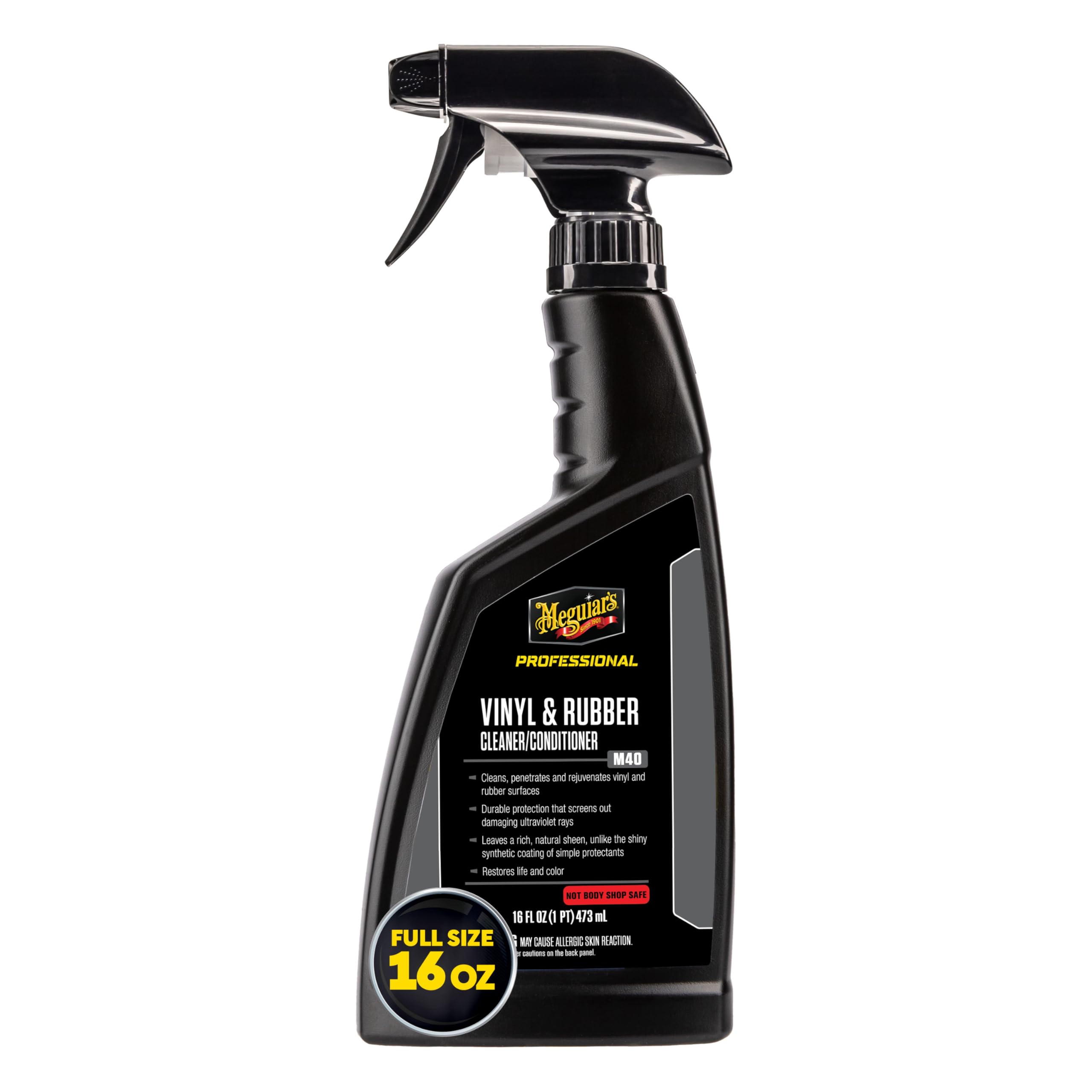 Photo 1 of Meguiar's Professional Vinyl and Rubber Cleaner Conditioner M4016 - Pro-Grade for Interior and Exterior, Screens out UV Rays while Leaving Behind a Natural Sheen, 16 Oz